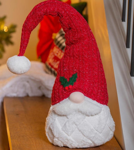 Santa Table Decor Fabric Gnome with Red Hat