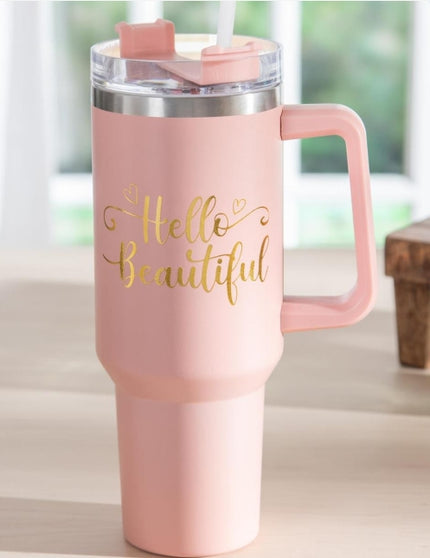 Tumbler Stainless-Steel Canyon Cup w/ Straw, Hello Beautiful, 40oz, Gift Box