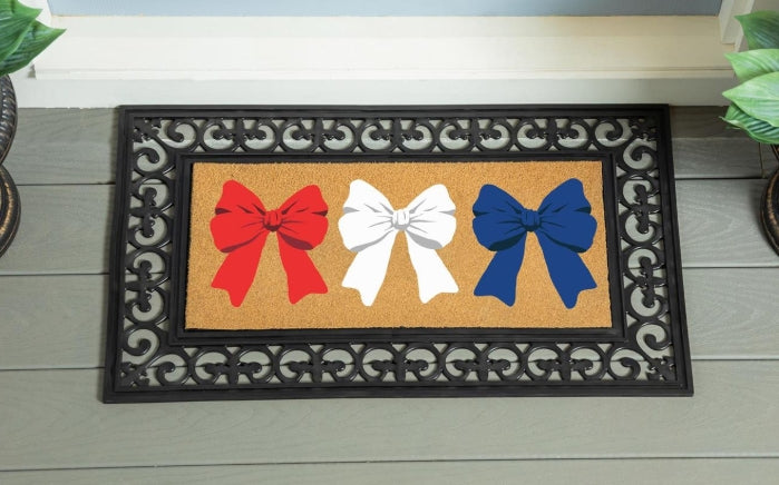 Red white and blue bow switch mat