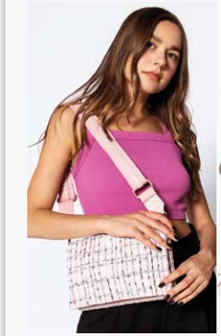 Tweed and vegan leather crossbody bag