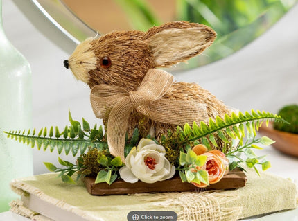 Bunny Blooms Faux Floral Table Decor Bunny