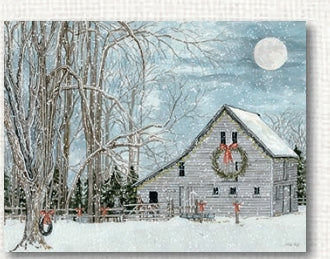 Christmas cards with barn