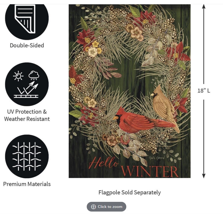 Hello Winter Moire Garden Flag