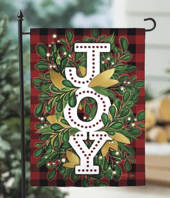 Holiday Joy Burlap Garden Flag