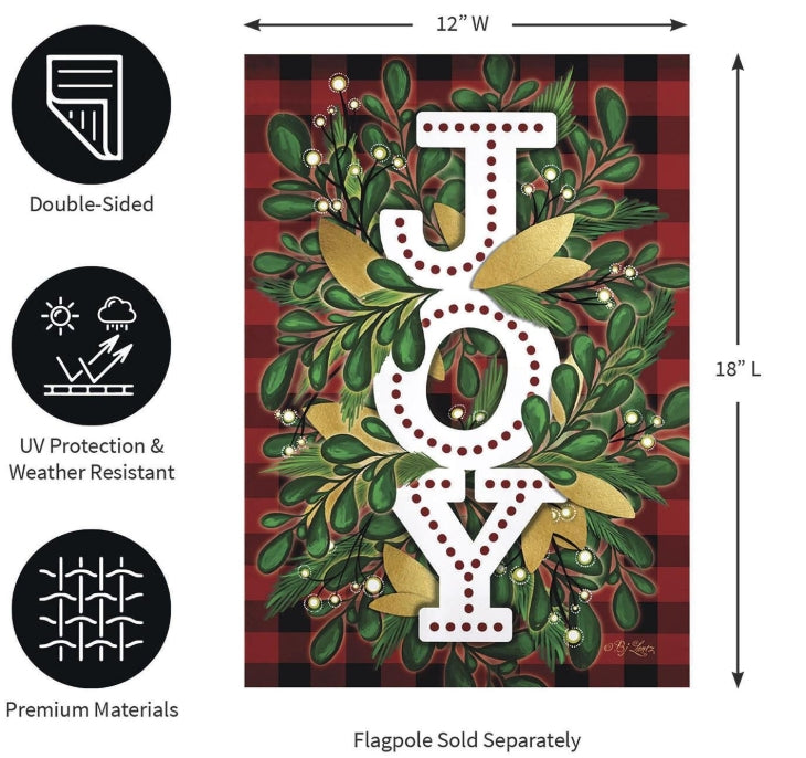 Holiday Joy Burlap Garden Flag