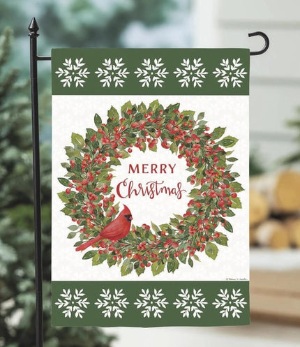 Christmas Cardinal Moire Garden Flag