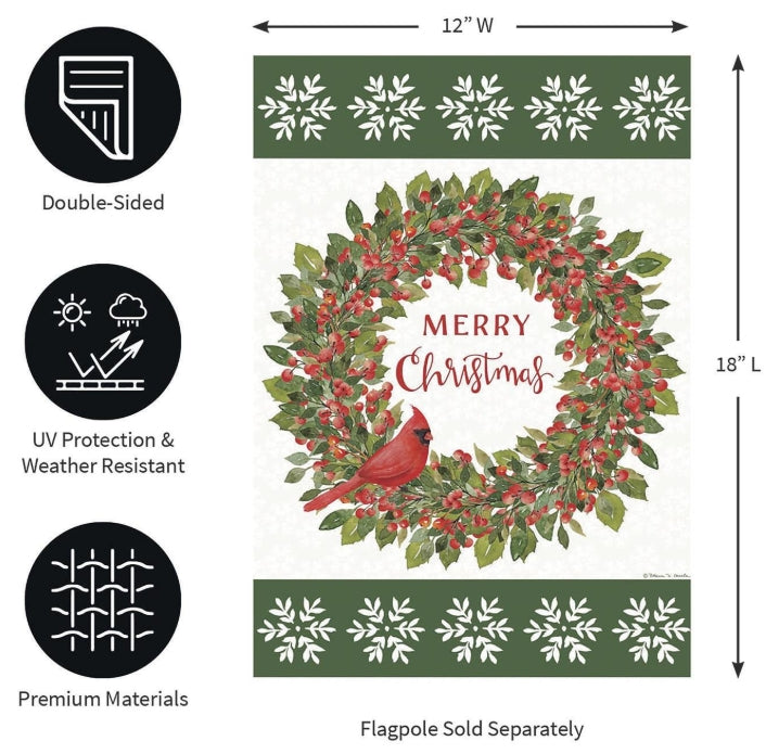 Christmas Cardinal Moire Garden Flag