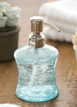 Crackle Glass Soap Pump, Blue