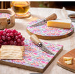 Petal Paradise Mango Wood Cheese Board with Knife Set