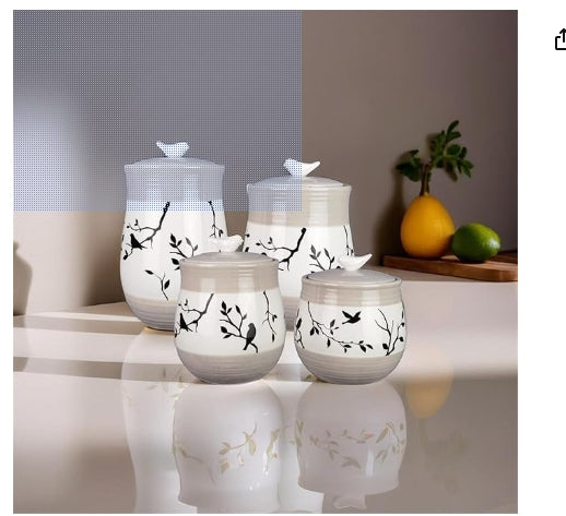 Ceramic Botanical Canister Set