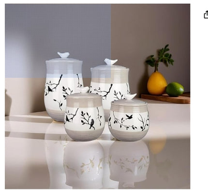 Ceramic Botanical Canister Set