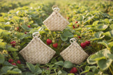 Wooden weaved handle basket