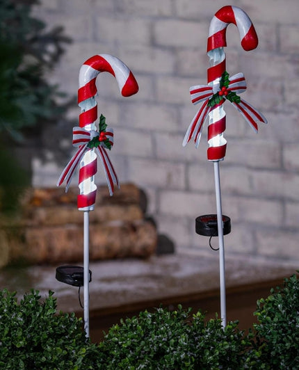 Candy Cane Solar Garden Stake