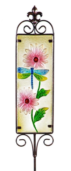Glass Floral Garden Stake