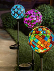 Mosaic Globe solar yard stakes
