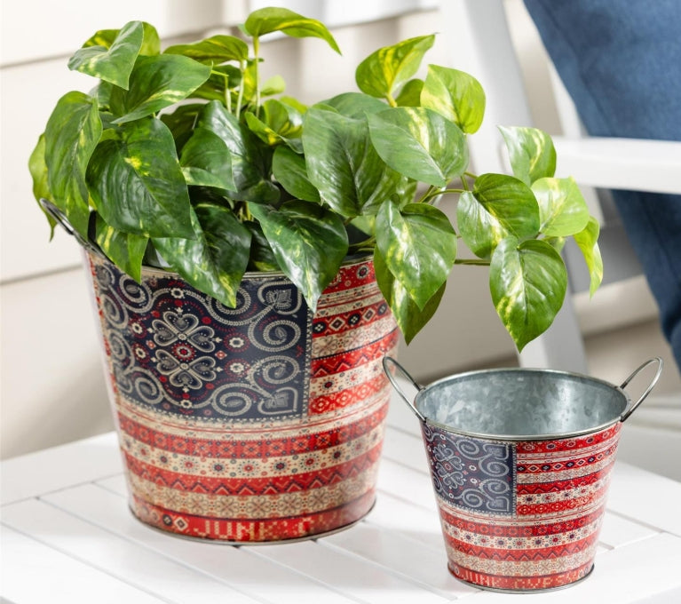Americana BOHO Metal Planter