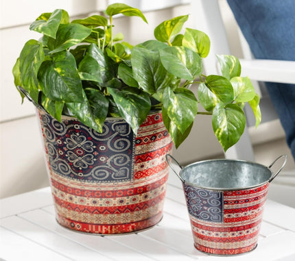 Americana BOHO Metal Planter
