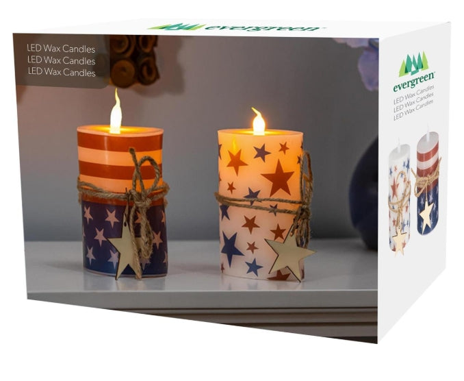 Red White and Blue LED candle set