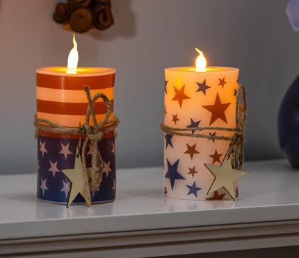 Red White and Blue LED candle set