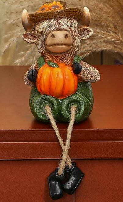 Highland Cow Fall Shelf Sitter