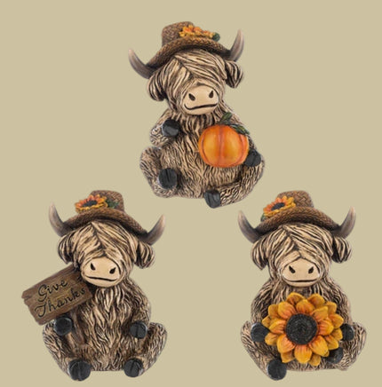 Fall Highland Cow Figurine