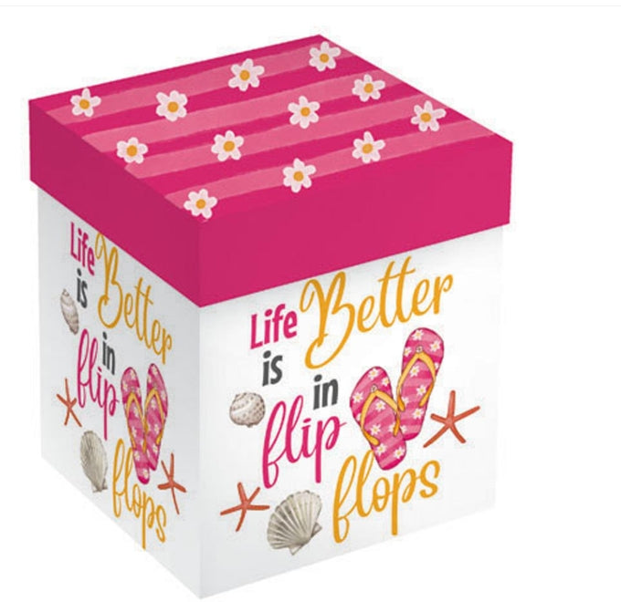 Life is Better in Flip Flops, 17oz stemless wine glass with Gift Box