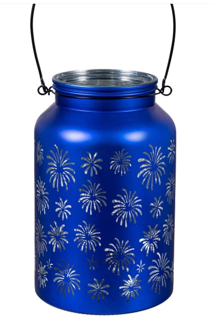 Red, White, & Blue Glass LED Table Décor Glass Lantern