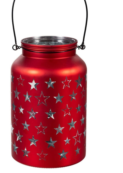 Red, White, & Blue Glass LED Table Décor Glass Lantern