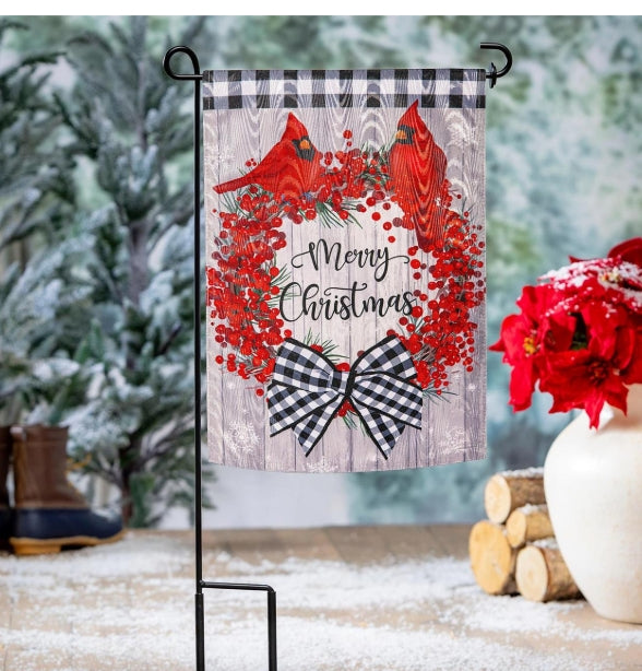 Merry Christmas garden flag with cardinals