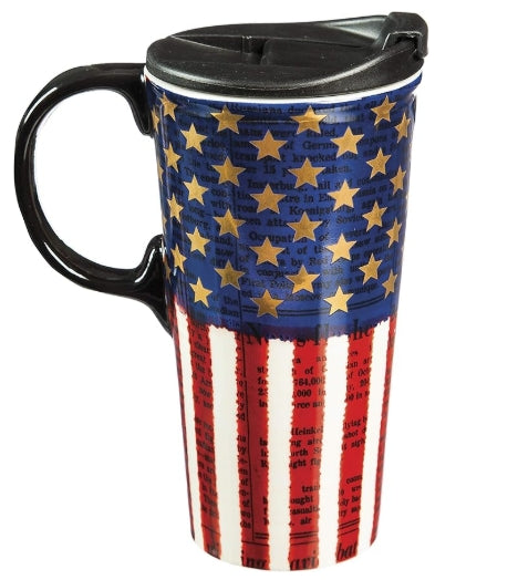 American Flag Ceramic travel mug