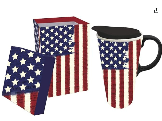 American Flag Ceramic travel mug