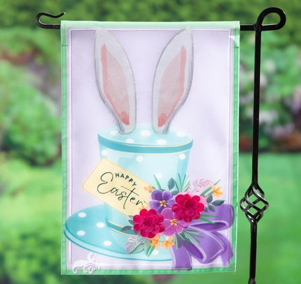 Happy Easter Floral Hat Applique Garden Flag