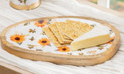 Sunflower Fields Serve ware, Irregular Shaped Wood Serving Tray, Sunflower, 12