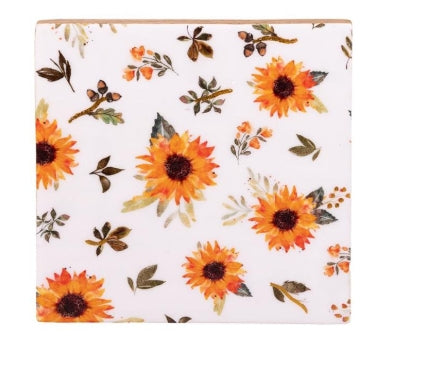 Sunflower Fields Serving Board, Wooden Cheese Board with Knife