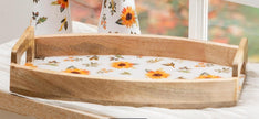 Sunflower Fields Serve ware, Wood Serving Tray with Handles,15