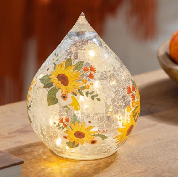LED Table Decor Glass Teardrop Sunflowers