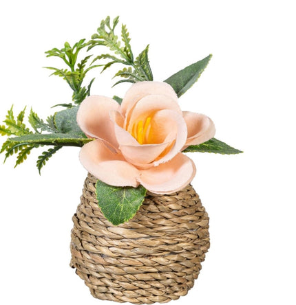 Petal & Plow Faux Floral Table Decor Artificial Rose in Pot, 4.25