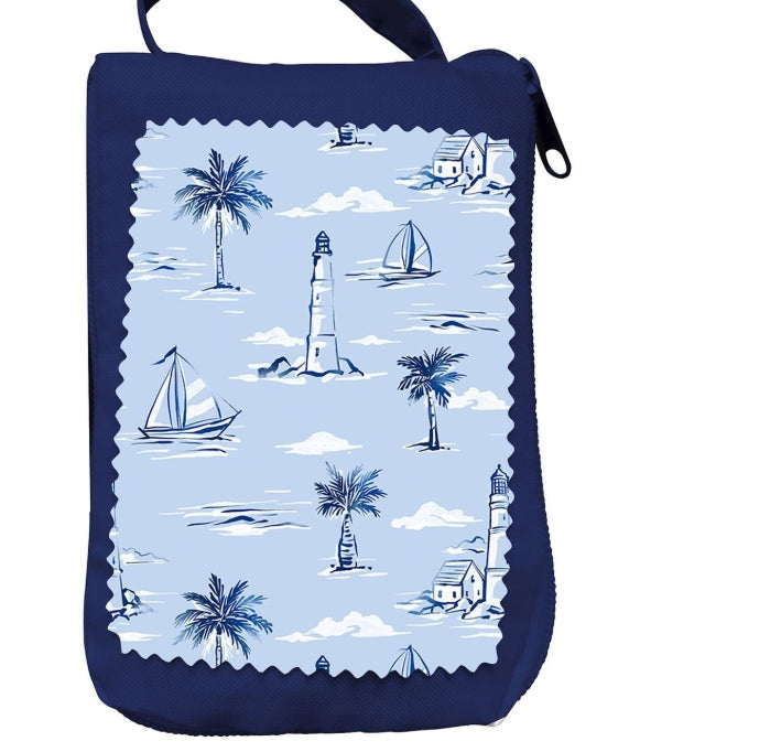 Blue Coastal Foldable Compact Tote