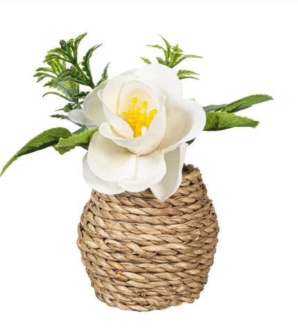 Petal & Plow Faux Floral Table Decor Artificial Rose in Pot, 4.25