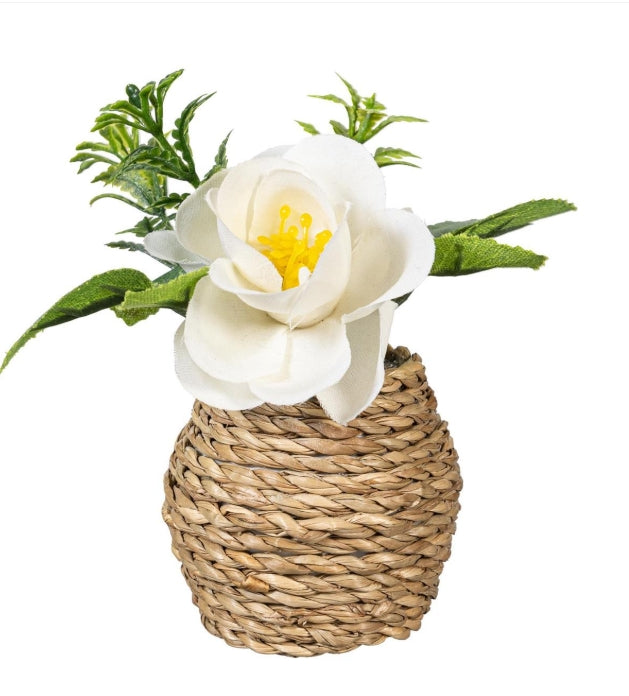 Petal & Plow Faux Floral Table Decor Artificial Rose in Pot, 4.25