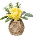 Petal & Plow Faux Floral Table Decor Artificial Rose in Pot, 4.25