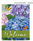 Hydrangea and Butterfly Welcome House Flag