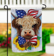 Fourth of July Highland Cow Garden Flag