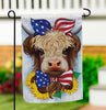 Fourth of July Highland Cow Garden Flag