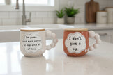 Ceramic Humor Thought Bubble Mugs with Bamboo Lid/coaster
