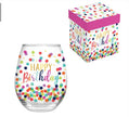 Happy Birthday stemless wine glass, 17oz