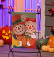 Scarecrow couple applique garden flag