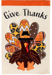 Give Thanks Turkey Applique Garden Flag