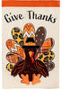 Give Thanks Turkey Applique Garden Flag