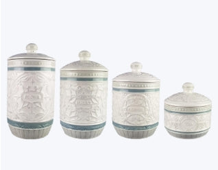 Ceramic Casual Provincial Canisters 4 pc Set